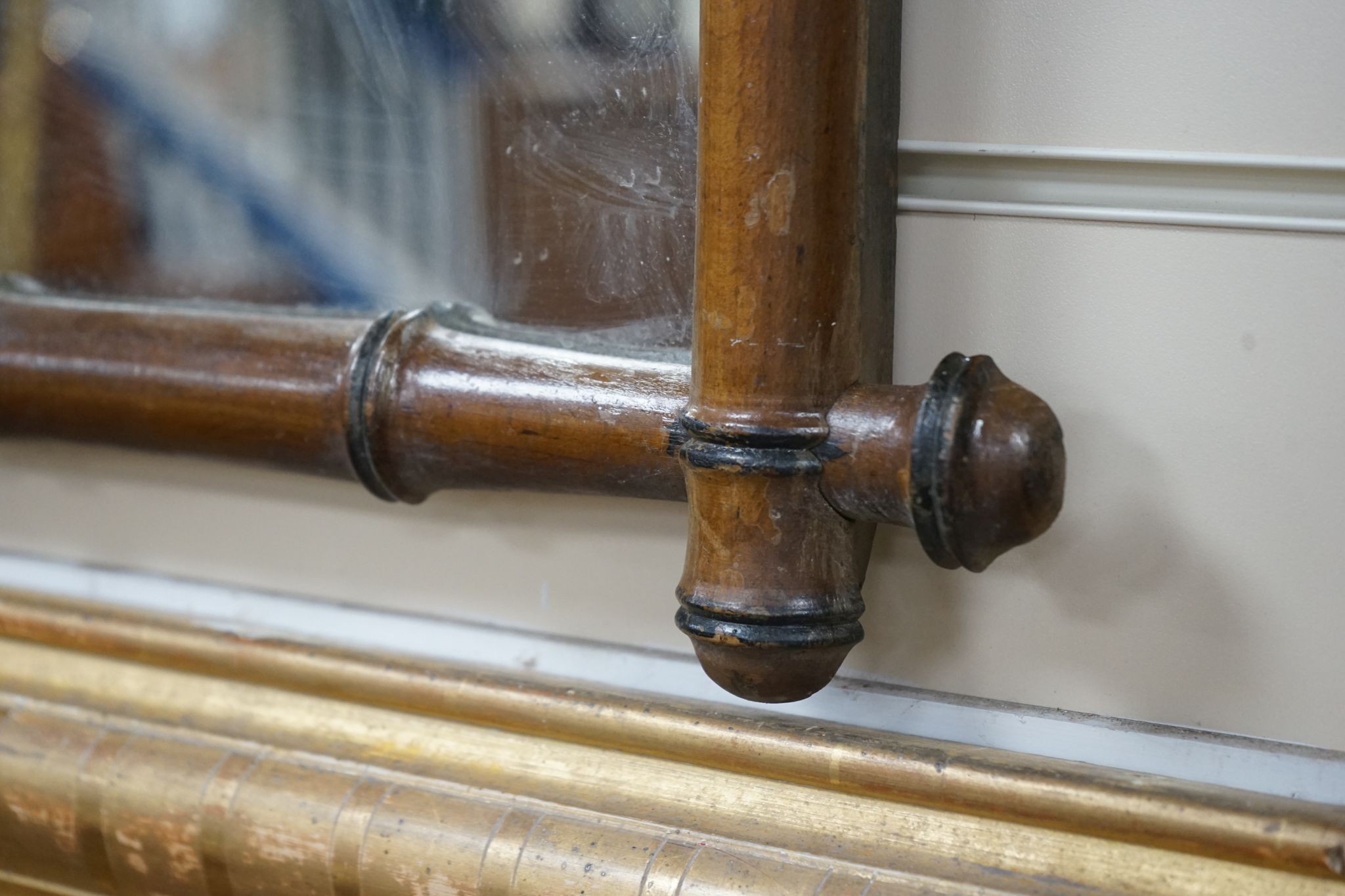 A 19th century rectangular faux bamboo wall mirror, width 64cm, height 83cm